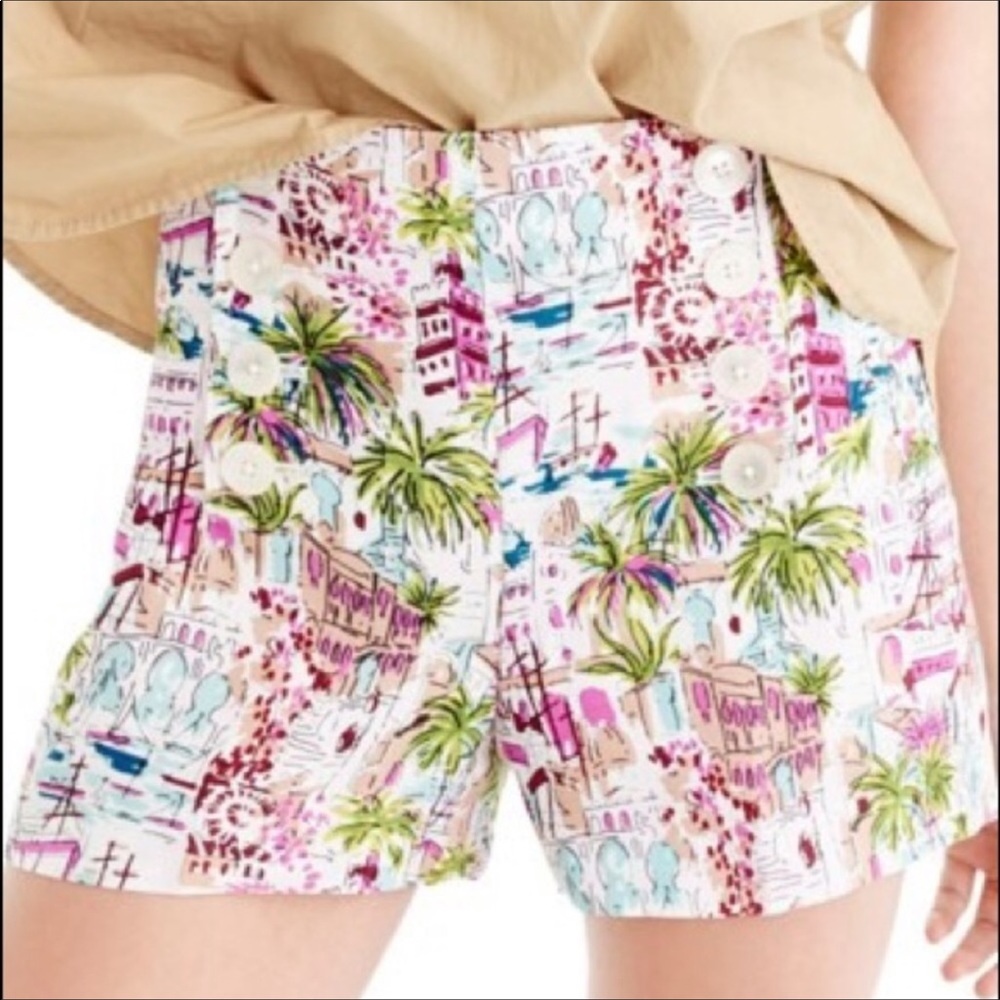 J. Crew High waist sailor Harbor Shorts Palms